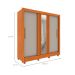 Guarda-Roupa Casal Ripado com Espelho e Pés Paraty Flex 3 Portas 4 Gavetas Cinamomo e Off White