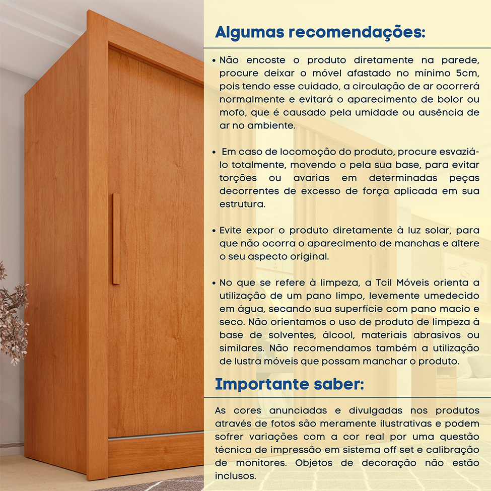 Guarda-Roupa Casal Ripado com Espelho e Pés Paraty Flex 3 Portas 4 Gavetas Cinamomo e Off White