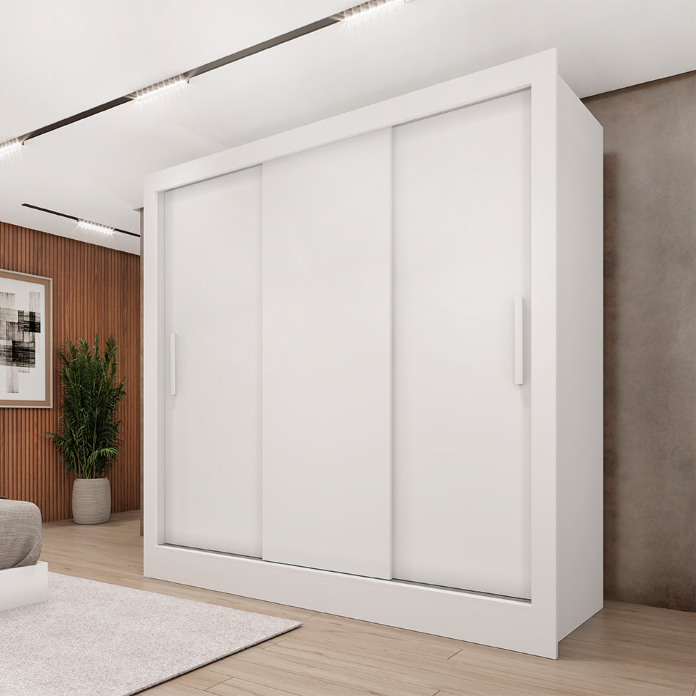 Guarda-Roupa Casal Vitoria 3 Portas 4 Gavetas Neve