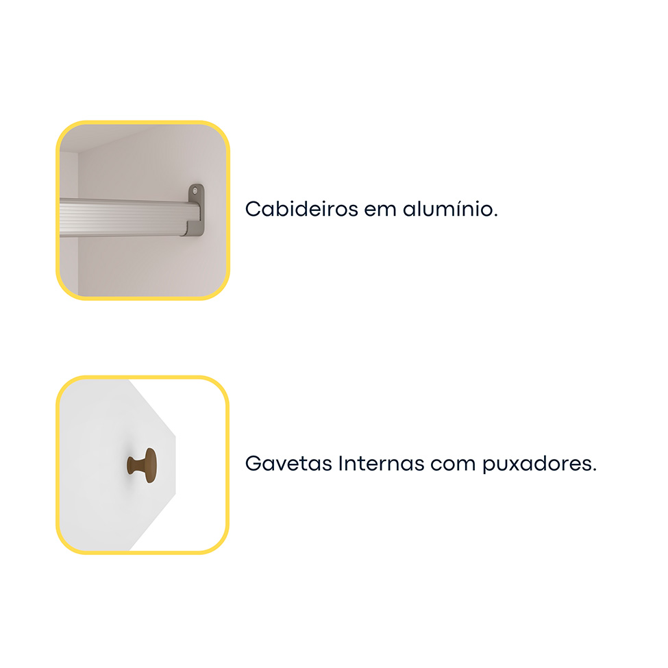 Guarda-Roupa Casal Vitoria 3 Portas 4 Gavetas Neve