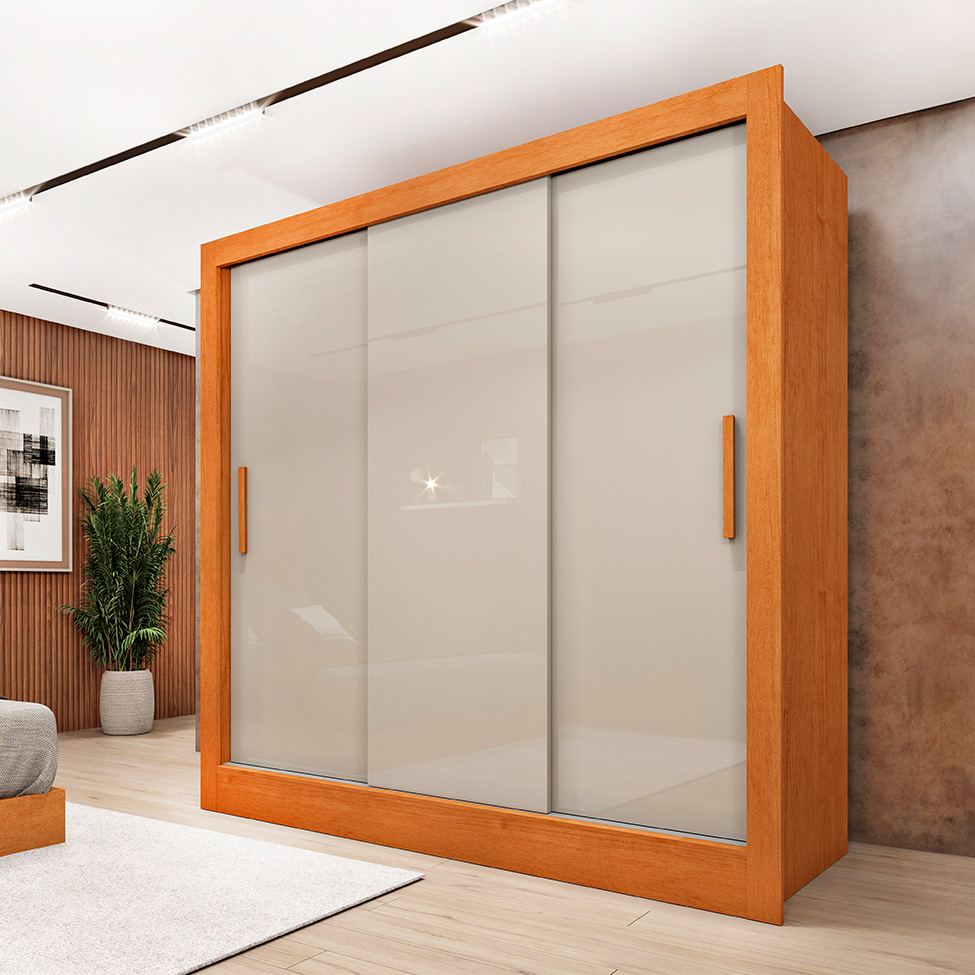 Guarda-Roupa Casal Vitoria Flex 3 Portas 4 Gavetas Cinamomo e Off White