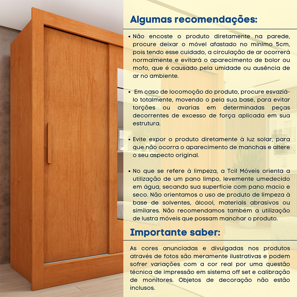 Guarda-Roupa Casal com Espelho Vitoria Flex 3 Portas 4 Gavetas Cinamomo e Off White