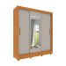Guarda-Roupa Casal com Espelho e Pés Vitoria Flex 3 Portas 4 Gavetas Cinamomo e Off White