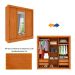 Guarda-Roupa Casal com Espelho e Pés Vitoria Flex 3 Portas 4 Gavetas Cinamomo e Off White