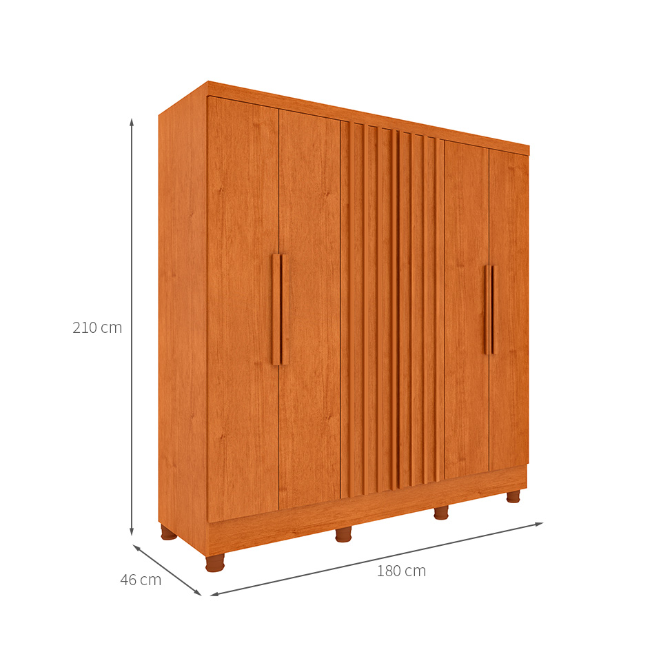 Guarda-Roupa Casal com Pés Itaperuna 6 Portas 4 Gavetas Cinamomo