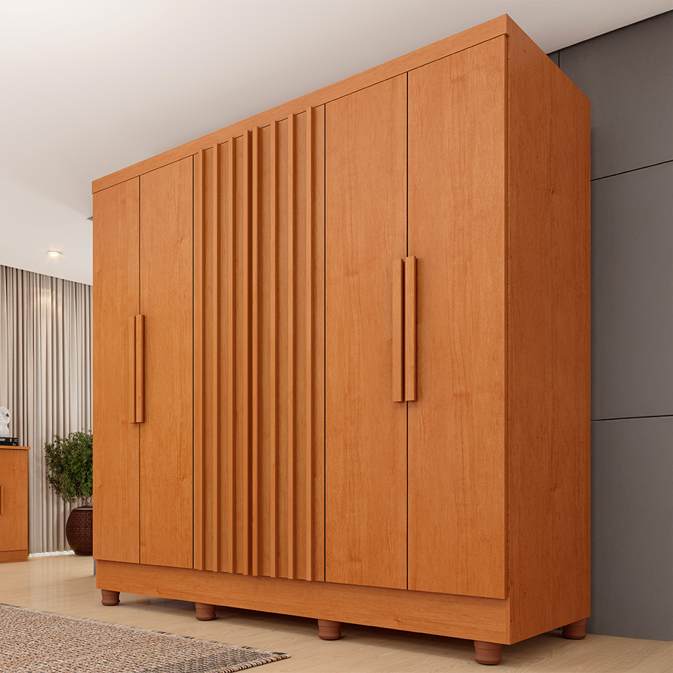 Guarda-Roupa Casal com Pés Itaperuna 6 Portas 4 Gavetas Cinamomo