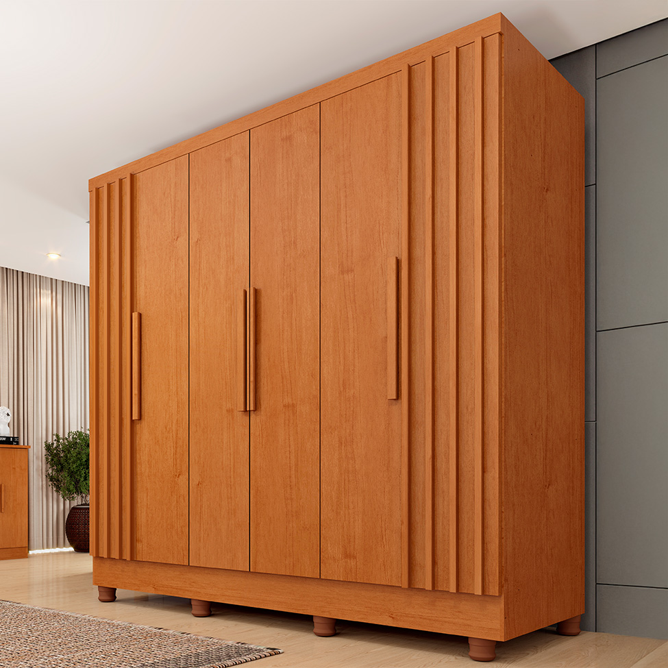 Guarda-Roupa Casal com Pés Itaperuna 6 Portas 4 Gavetas Cinamomo