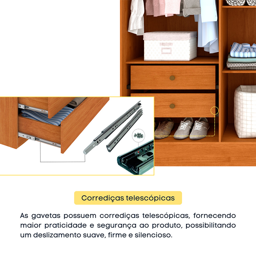 Guarda-Roupa Casal com Pés Itaperuna 6 Portas 4 Gavetas Cinamomo