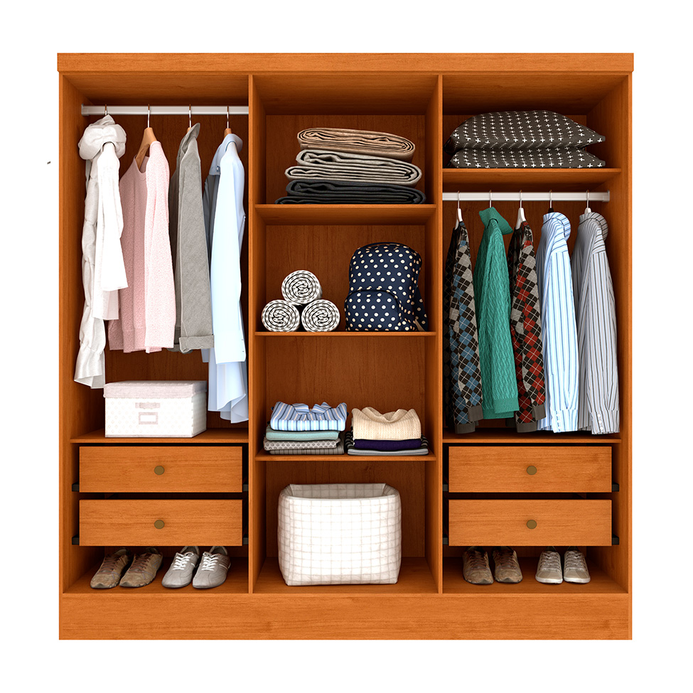 Guarda-Roupa Casal com Pés Itaperuna 6 Portas 4 Gavetas Cinamomo e Off White