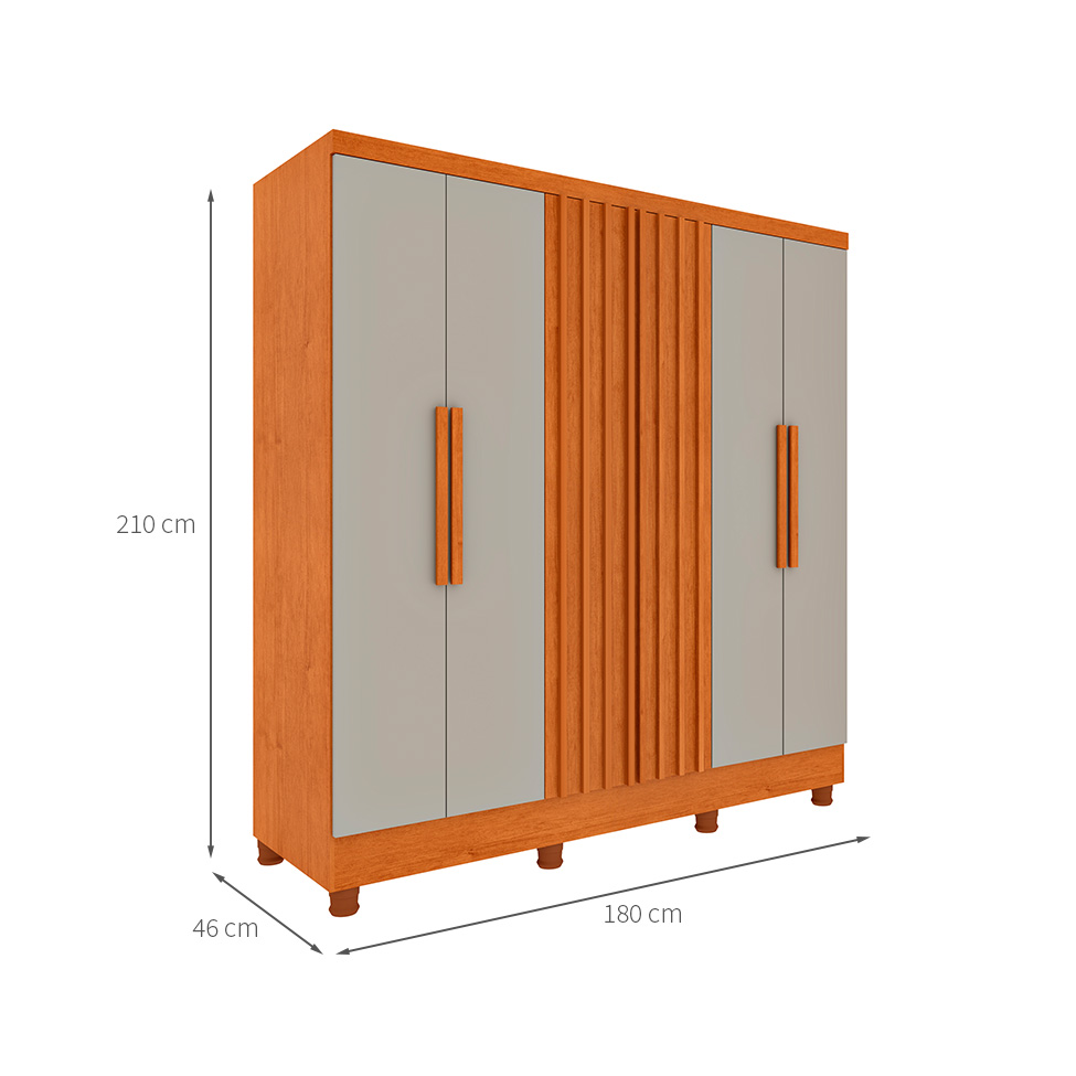 Guarda-Roupa Casal com Pés Itaperuna 6 Portas 4 Gavetas Cinamomo e Off White