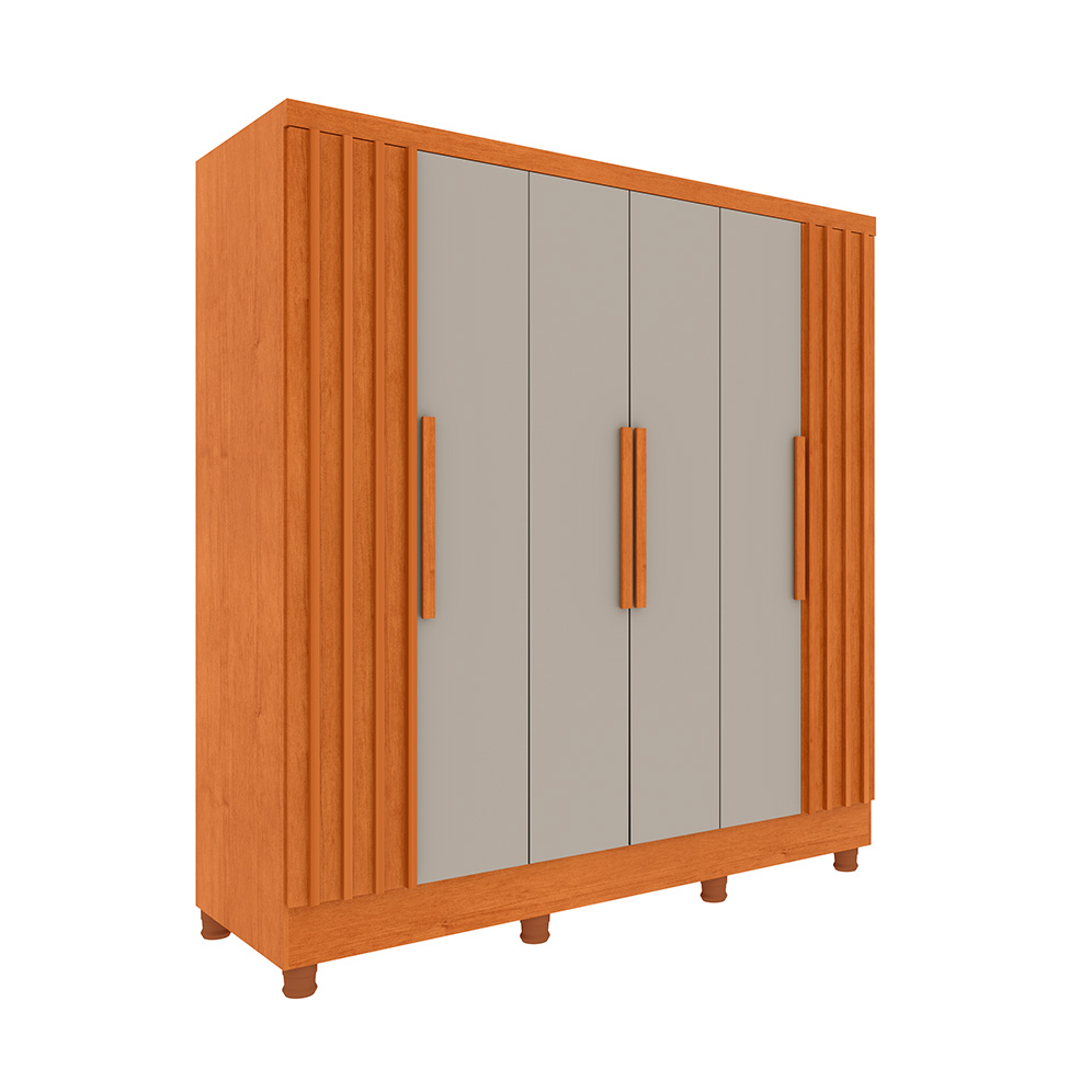 Guarda-Roupa Casal com Pés Itaperuna 6 Portas 4 Gavetas Cinamomo e Off White