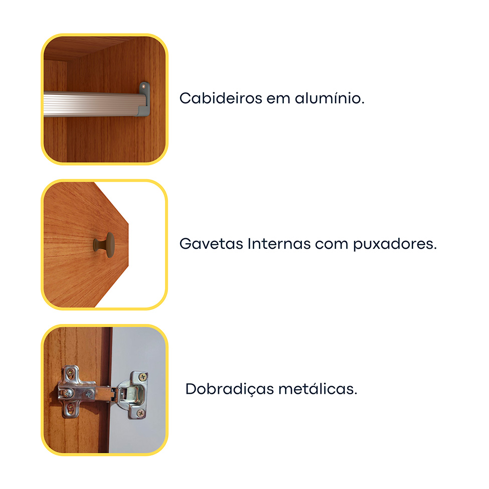 Guarda-Roupa Casal com Pés Itaperuna 6 Portas 4 Gavetas Cinamomo e Off White