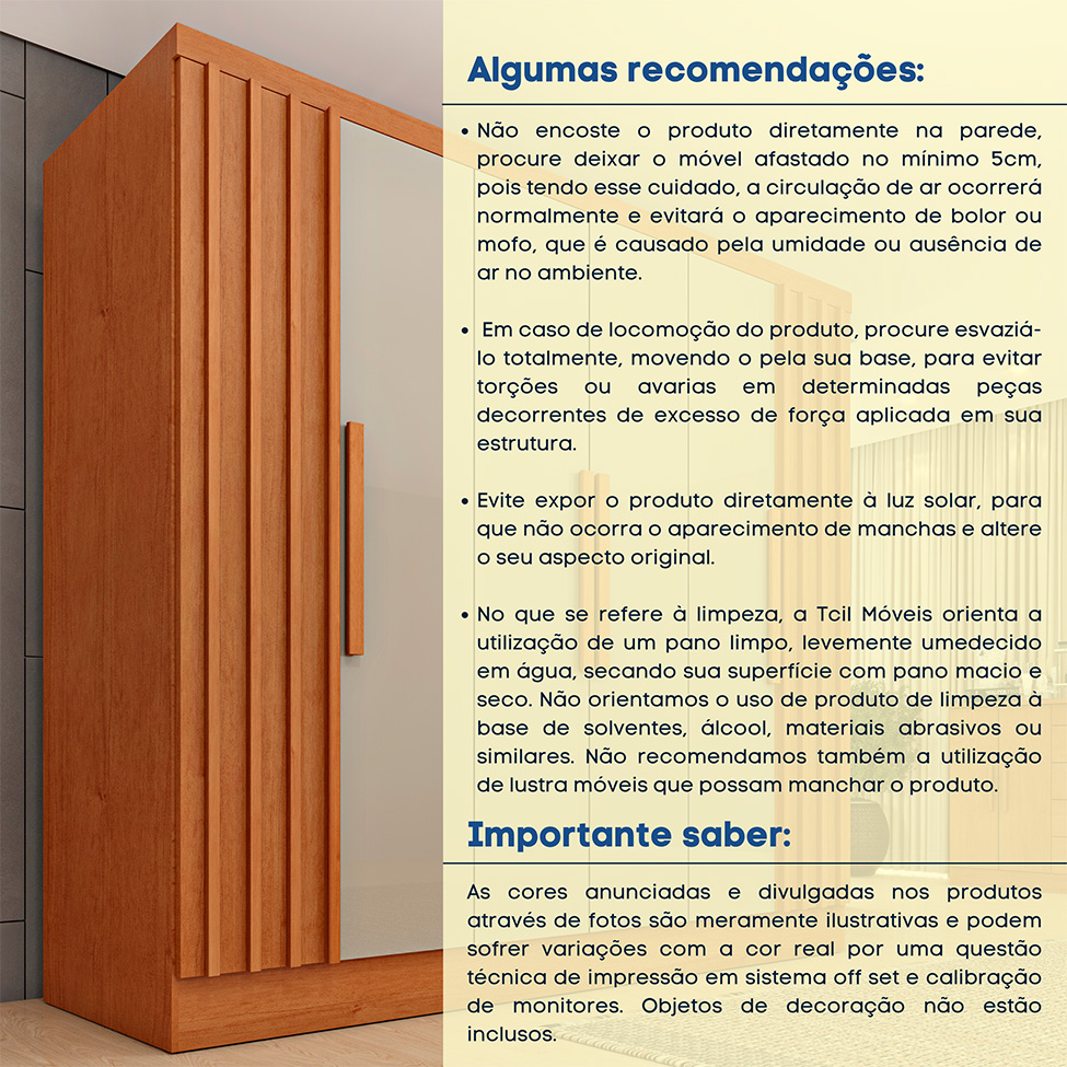 Guarda-Roupa Casal com Pés Itaperuna 6 Portas 4 Gavetas Cinamomo e Off White