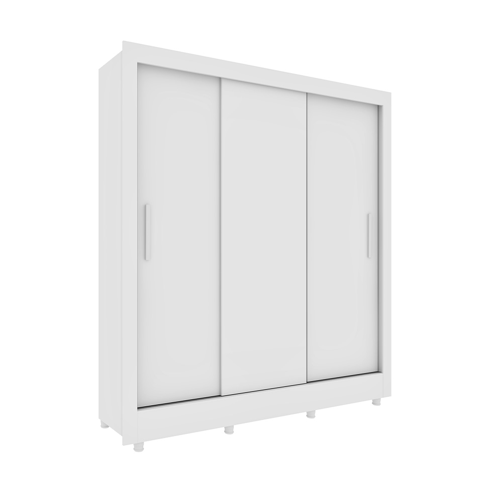 Guarda-Roupa Casal com Pés Vitoria 3 Portas 4 Gavetas Neve