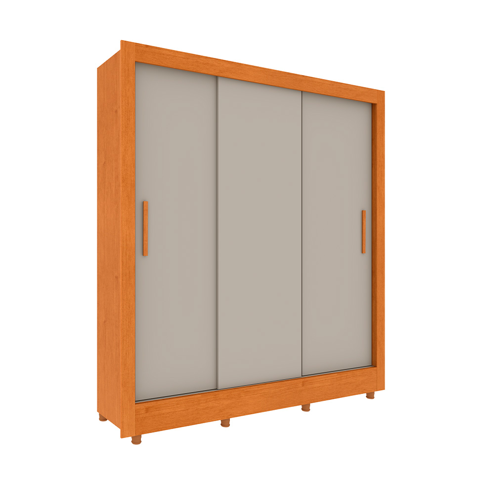 Guarda-Roupa Casal com Pés Vitoria Flex 3 Portas 4 Gavetas Cinamomo e Off White