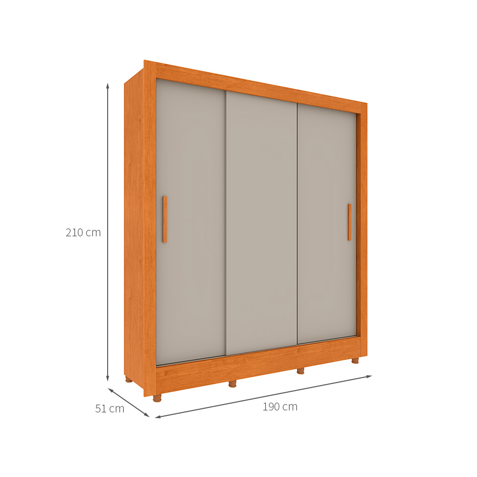 Guarda-Roupa Casal com Pés Vitoria Flex 3 Portas 4 Gavetas Cinamomo e Off White