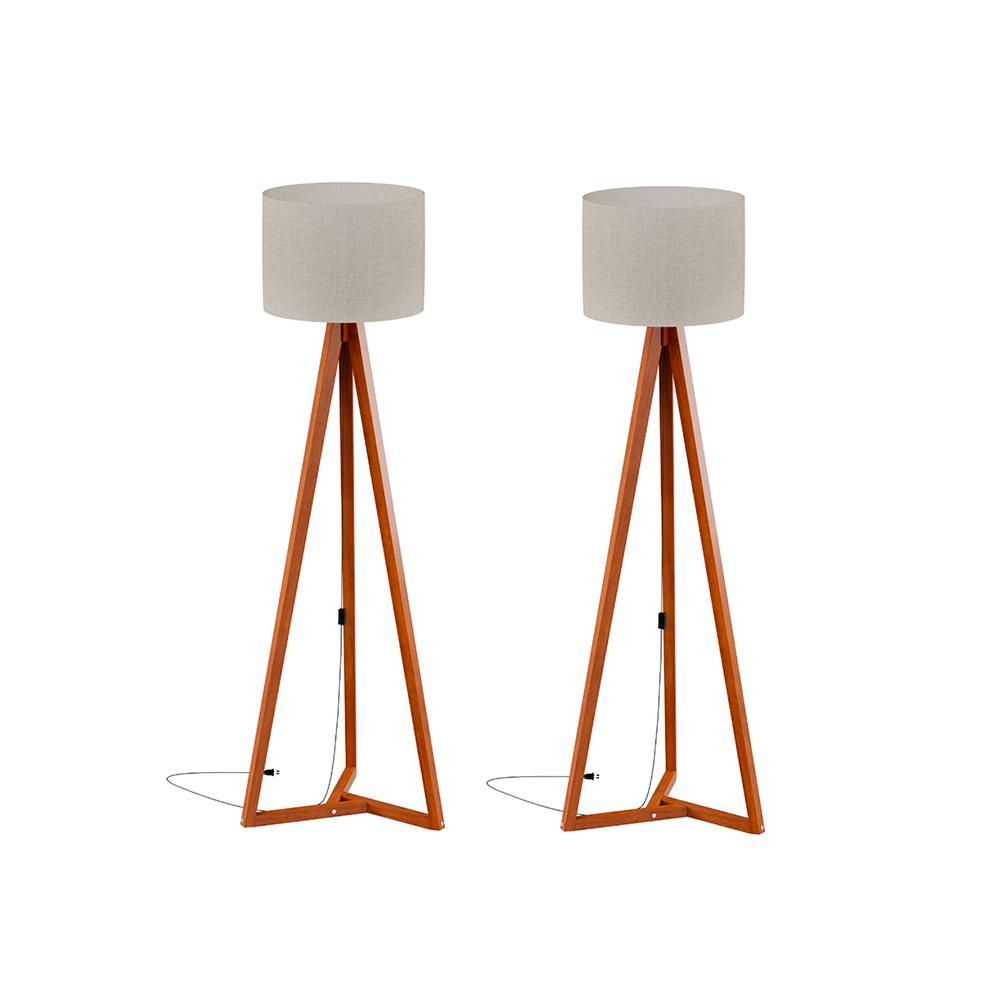 Abajur de Chão com Cúpula Nero Off White Nature 2 Unidades