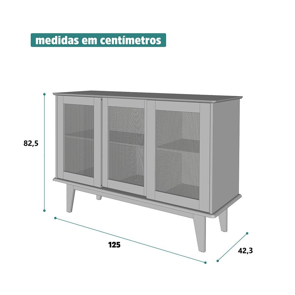 Aparador Buffet Detroit 03 Portas Off White/Nature - Tebarrot