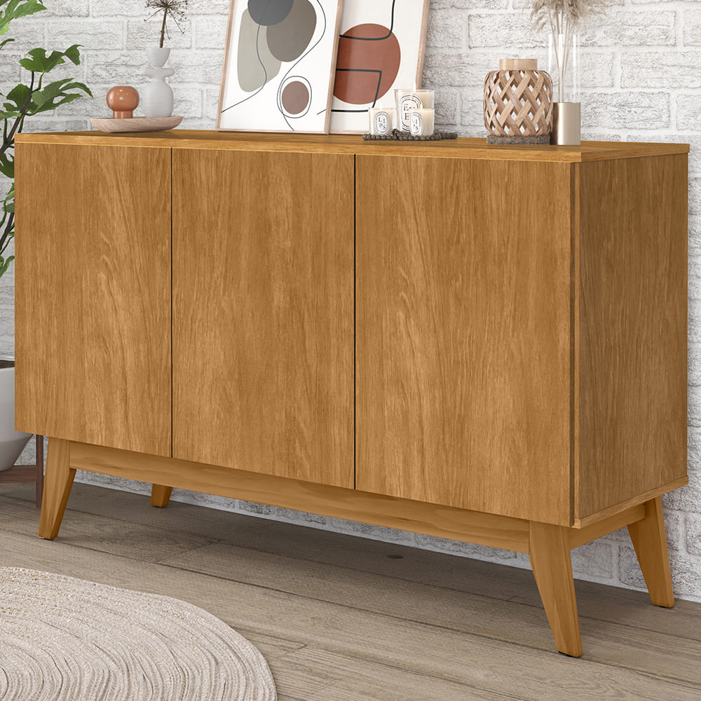 Balcao Buffet Ares 3 Portas 122 cm Nature Tebar