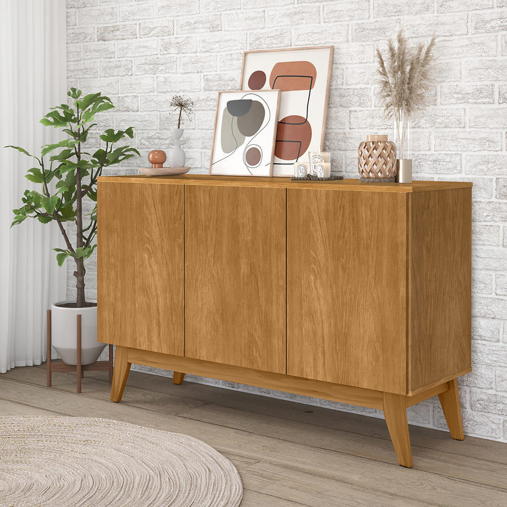 Balcao Buffet Ares 3 Portas 122 cm Nature Tebar