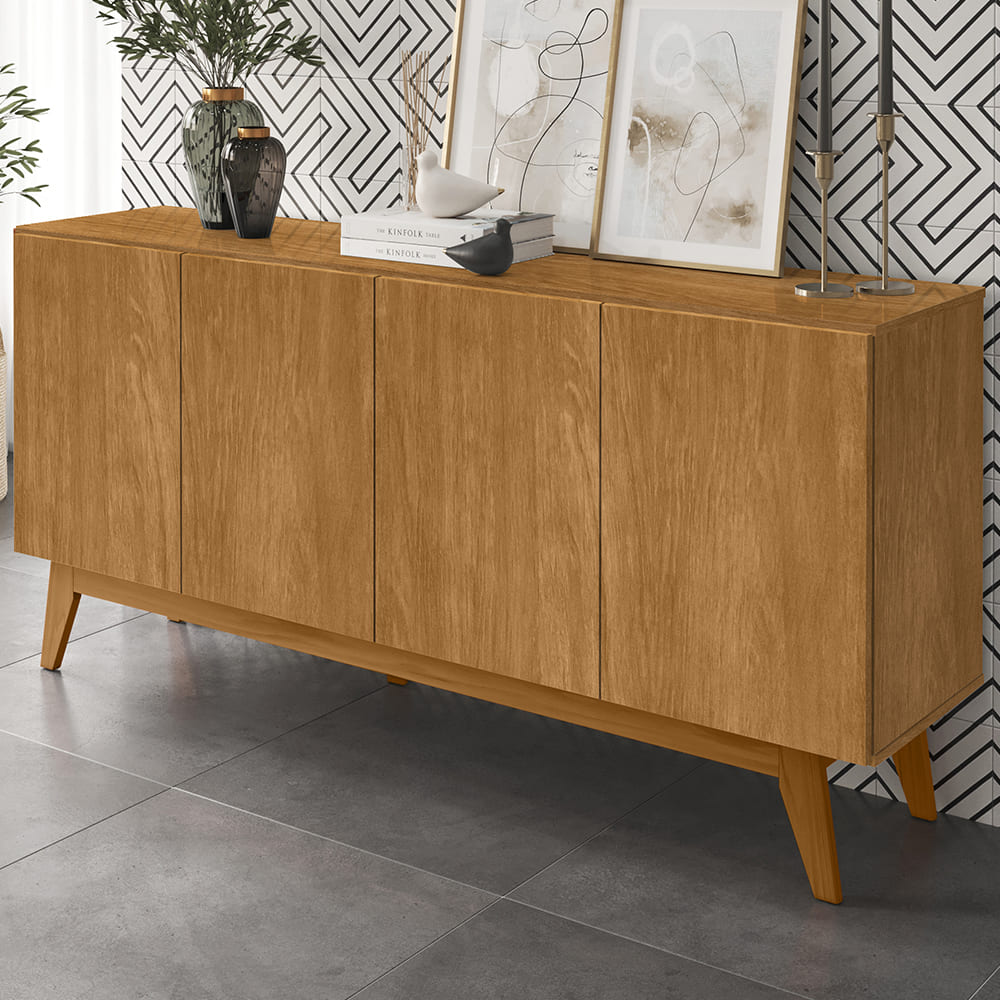 Balcao Buffet Ares 4 Portas 161 cm Nature Tebar