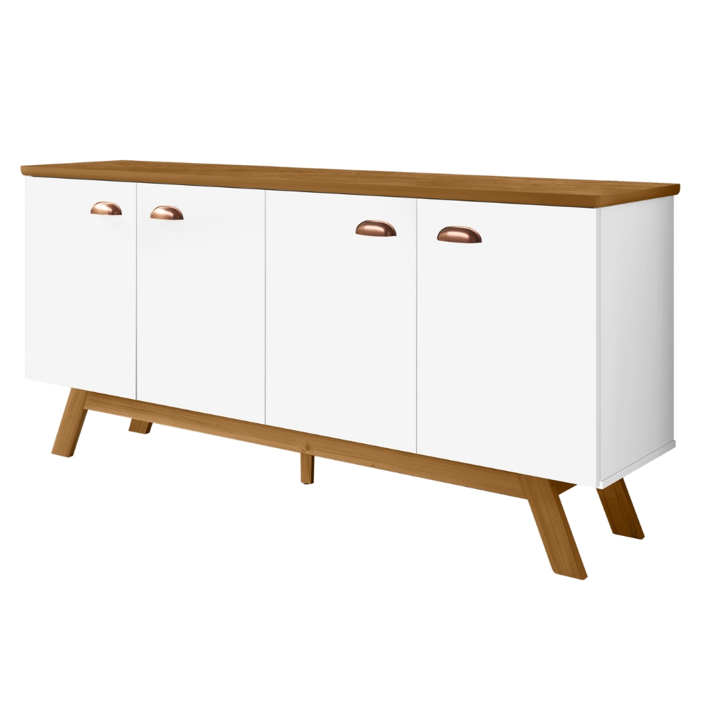 Balcao Buffet Atlanta 4 Portas 164 cm Branco Nature Tebar