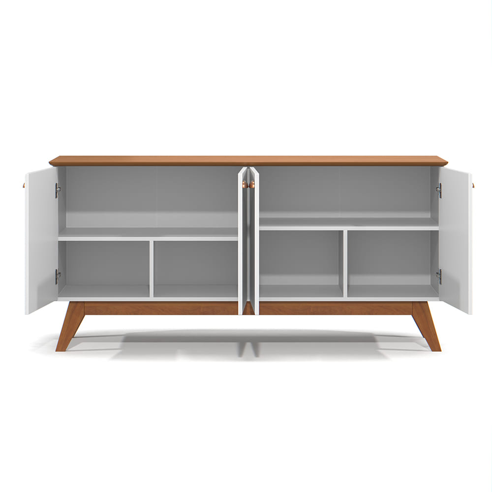 Balcao Buffet Atlanta 4 Portas 164 cm Branco Nature Tebar