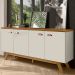 Balcao Buffet Atlanta 4 Portas 164 cm Off White Nature Tebar