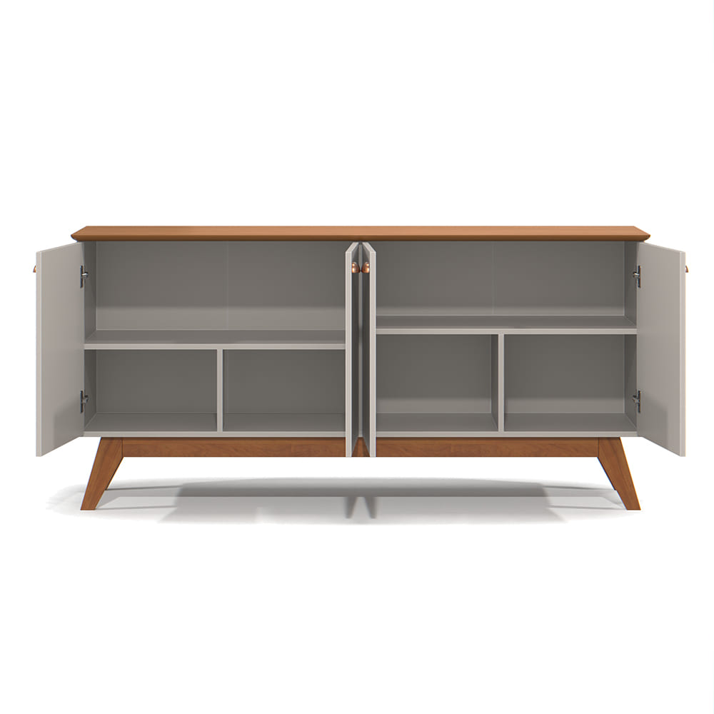Balcao Buffet Atlanta 4 Portas 164 cm Off White Nature Tebar