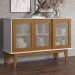 Balcao Buffet Detroit 3 Portas Correr 125 cm Branco Nature Tebar