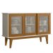 Balcao Buffet Detroit 3 Portas Correr 125 cm Off White Nature Tebar