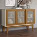 Balcao Buffet Detroit 3 Portas Correr 125 cm Off White Nature Tebar