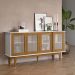 Balcao Buffet Detroit 4 Portas Correr 164 cm Branco Nature Tebar