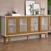 Balcao Buffet Detroit 4 Portas Correr 164 cm Off White Nature Tebar
