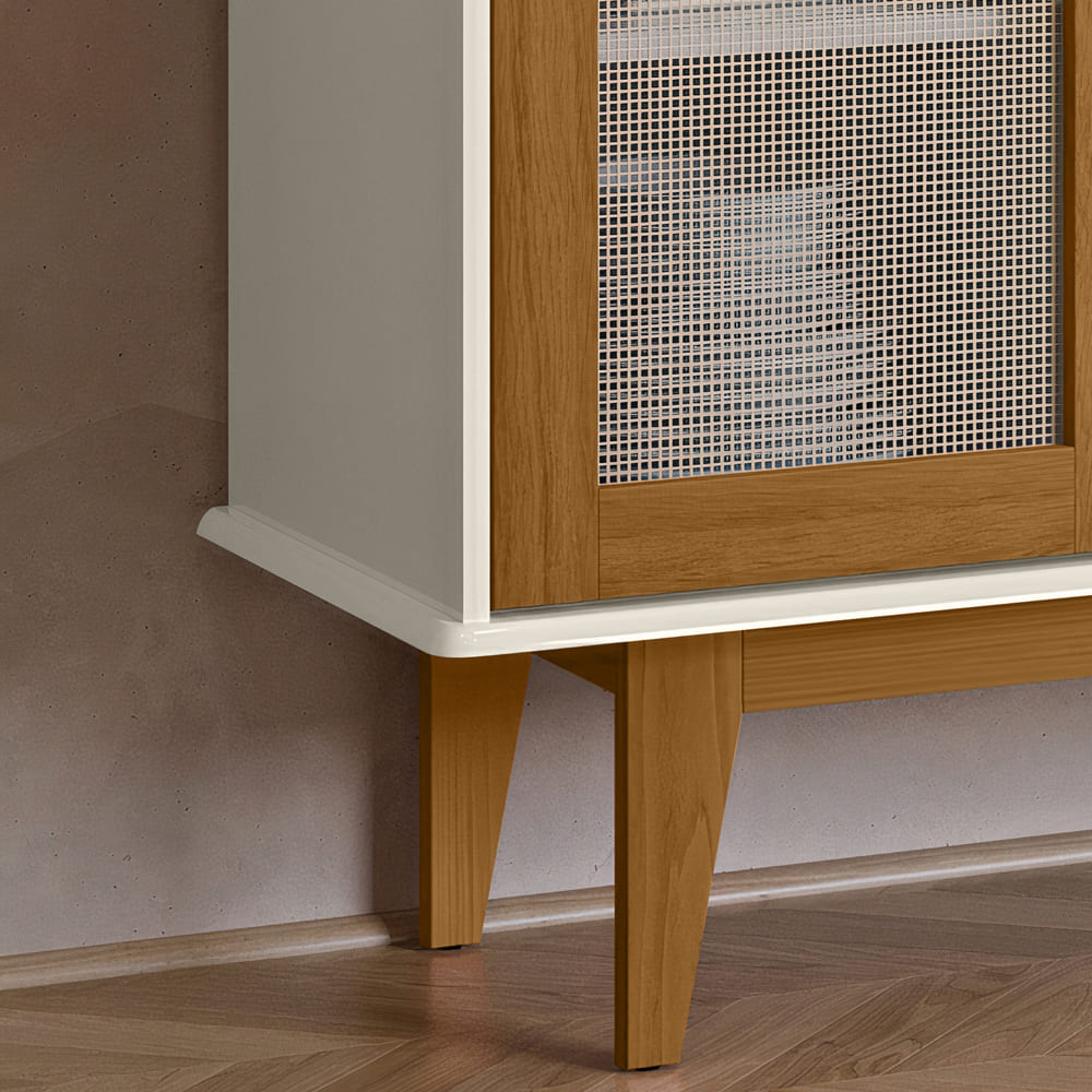 Balcao Buffet Detroit 4 Portas Correr 164 cm Off White Nature Tebar