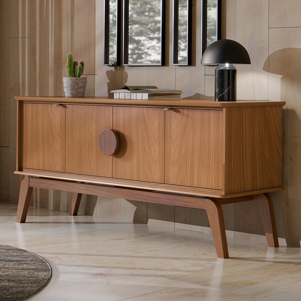 Balcao Buffet Paris 4 Portas 164 cm Nature Tebar