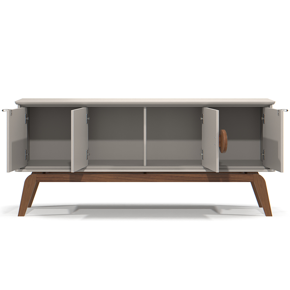 Balcao Buffet Paris 4 Portas 164 cm Off White Nature Tebar