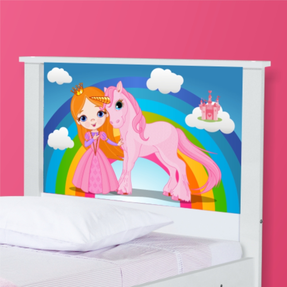 Bicama Juvenil Adesivada Princesa e Unicórnio com Colchões