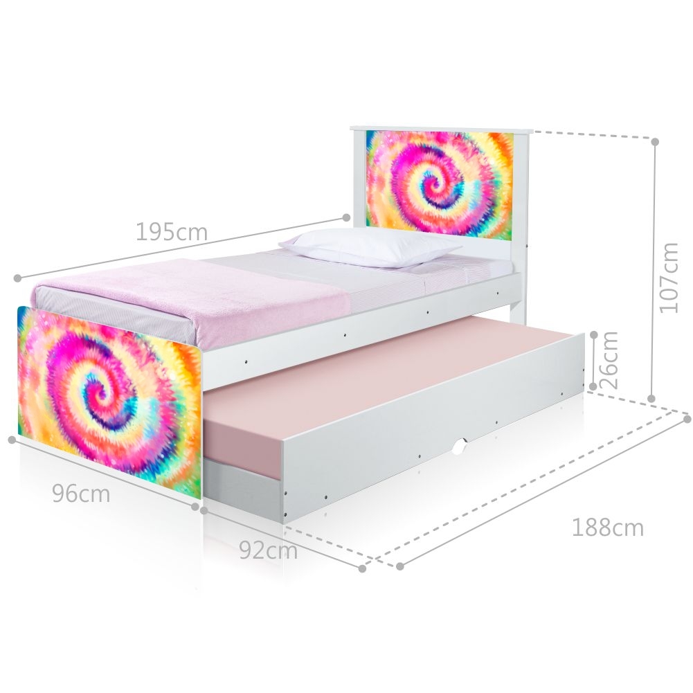 Bicama Solteiro Adesivada Tie Dye com Colchões