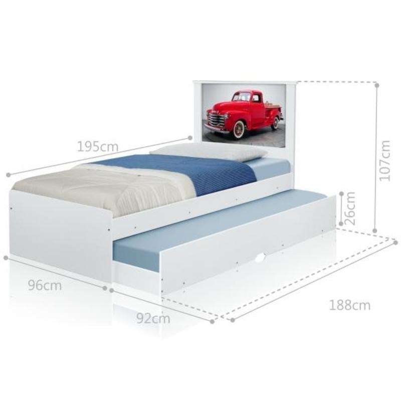 Bicama Solteiro Carro Classic Red com Colchões