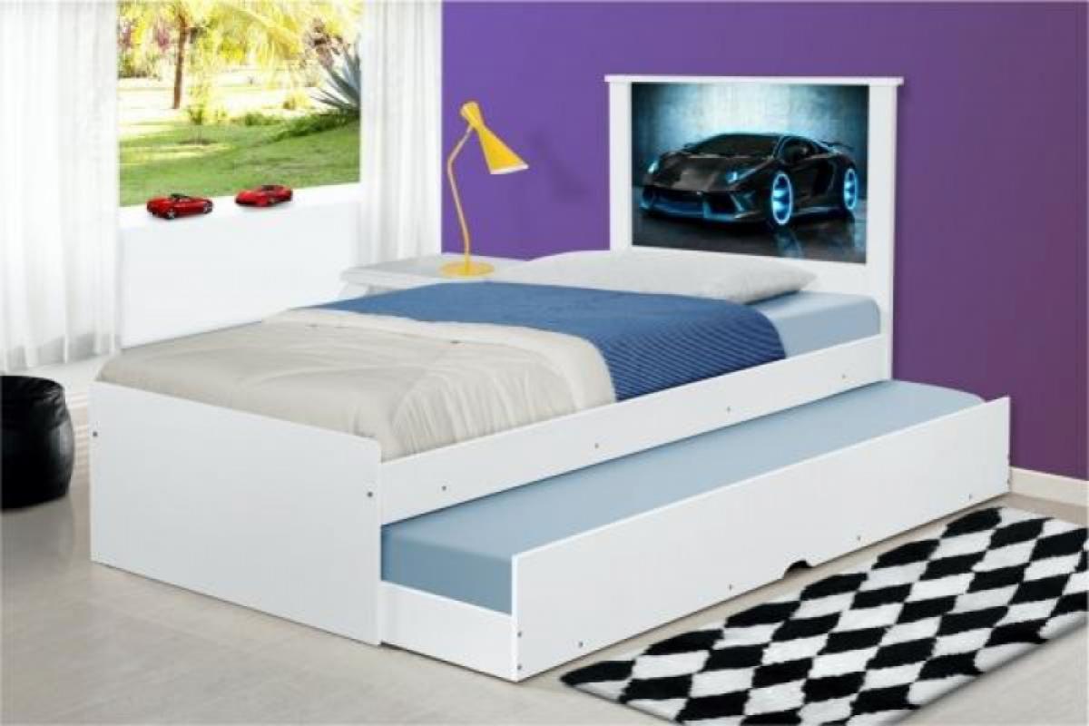 Bicama Solteiro Carro Raio Azul