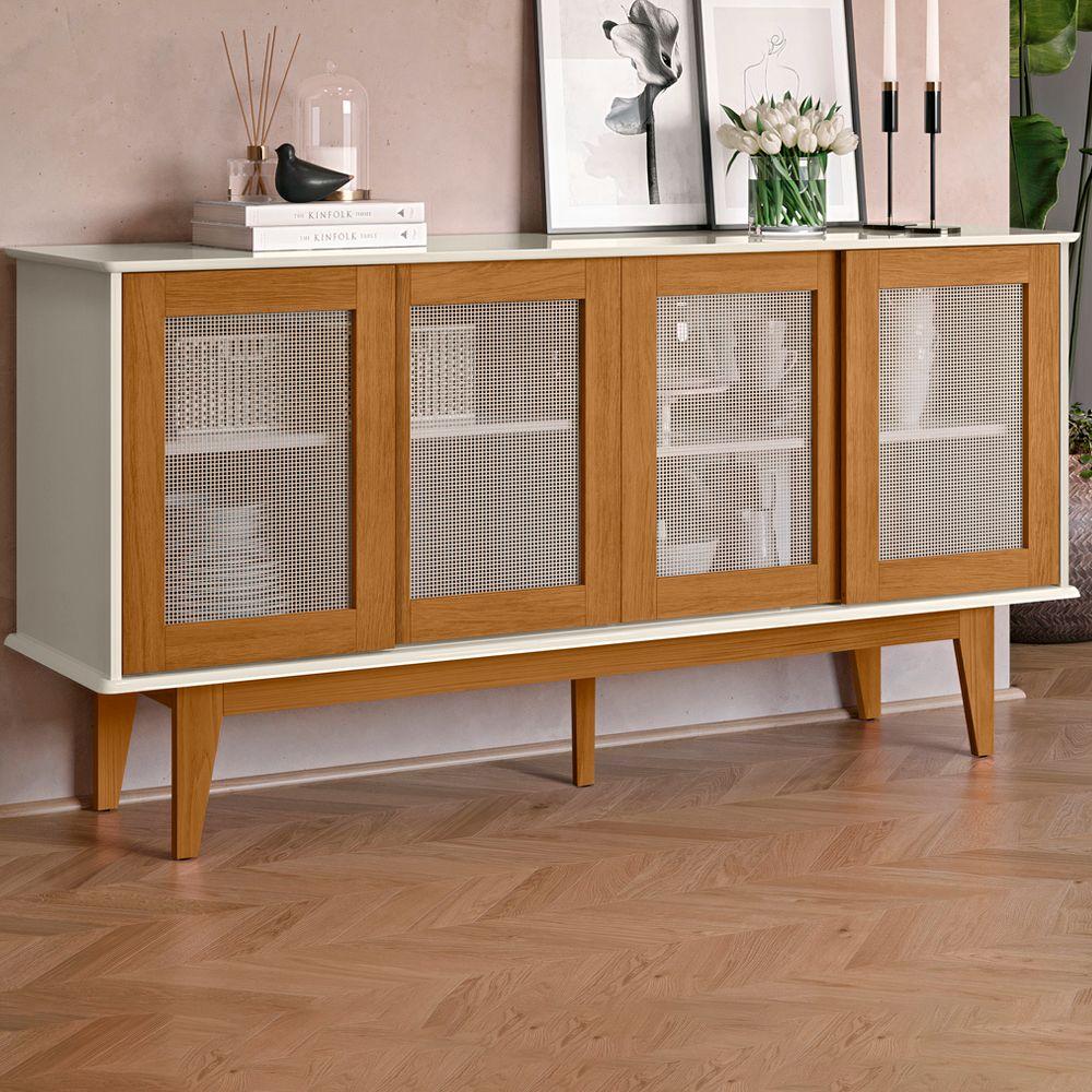 Buffet Aparador 4 Portas Sala De Jantar 12X87 Off White Nature Tebar