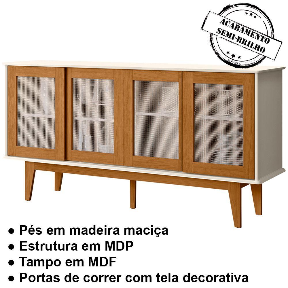Buffet Aparador 4 Portas Sala De Jantar 12X87 Off White Nature Tebar