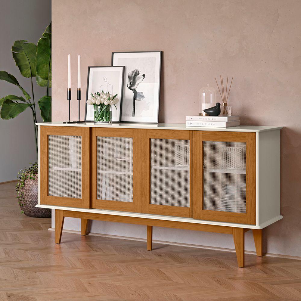 Buffet Aparador 4 Portas Sala De Jantar 12X87 Off White Nature Tebar