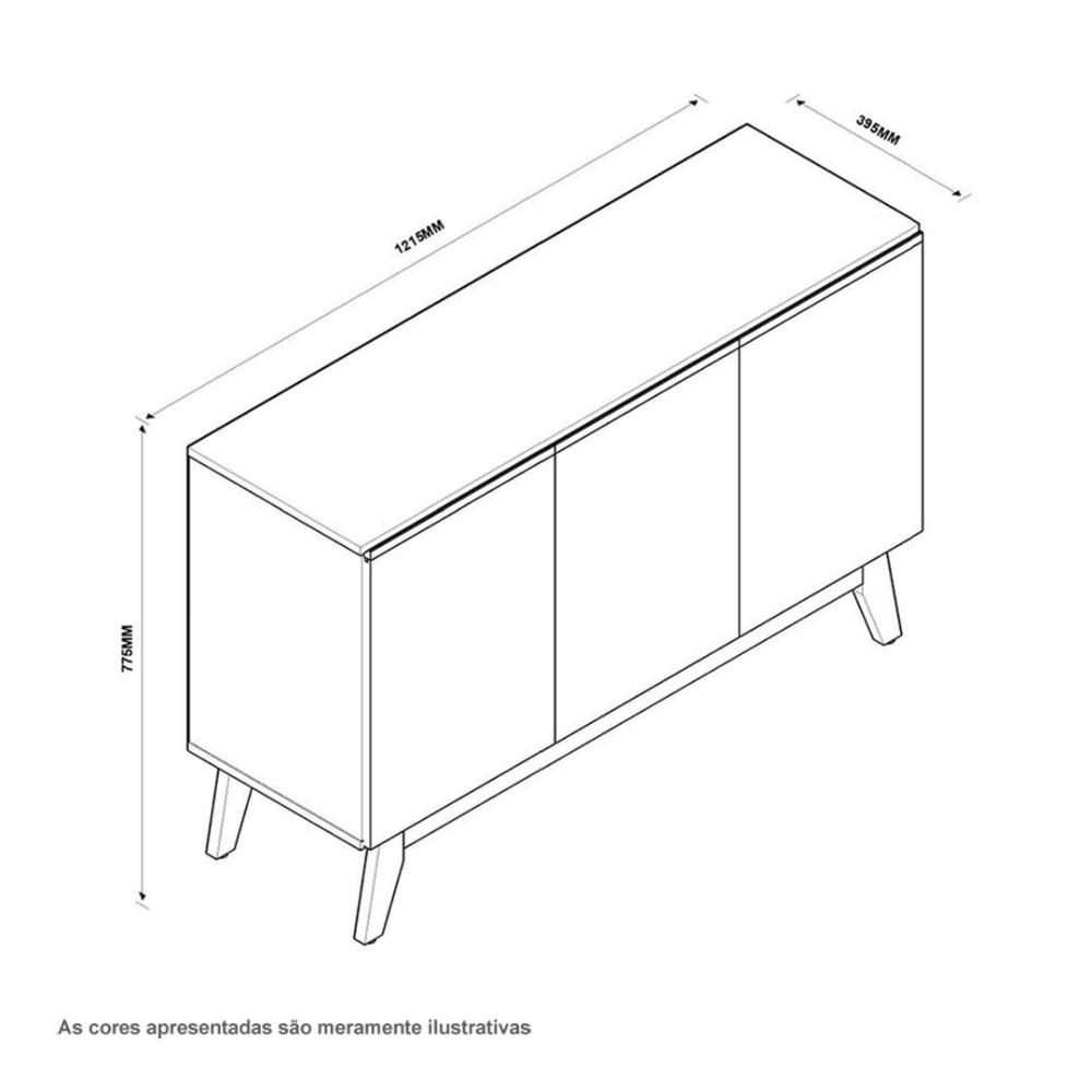 Buffet Ares Lux 03 Portas Gianduia E Nature Tebarrot