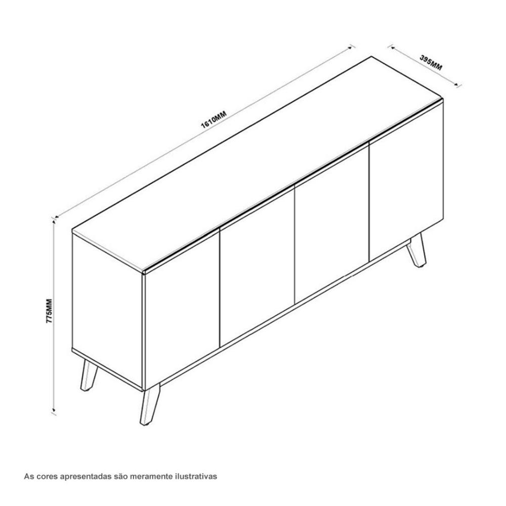 Buffet Ares Lux 04 Portas Off White E Nature Tebarrot
