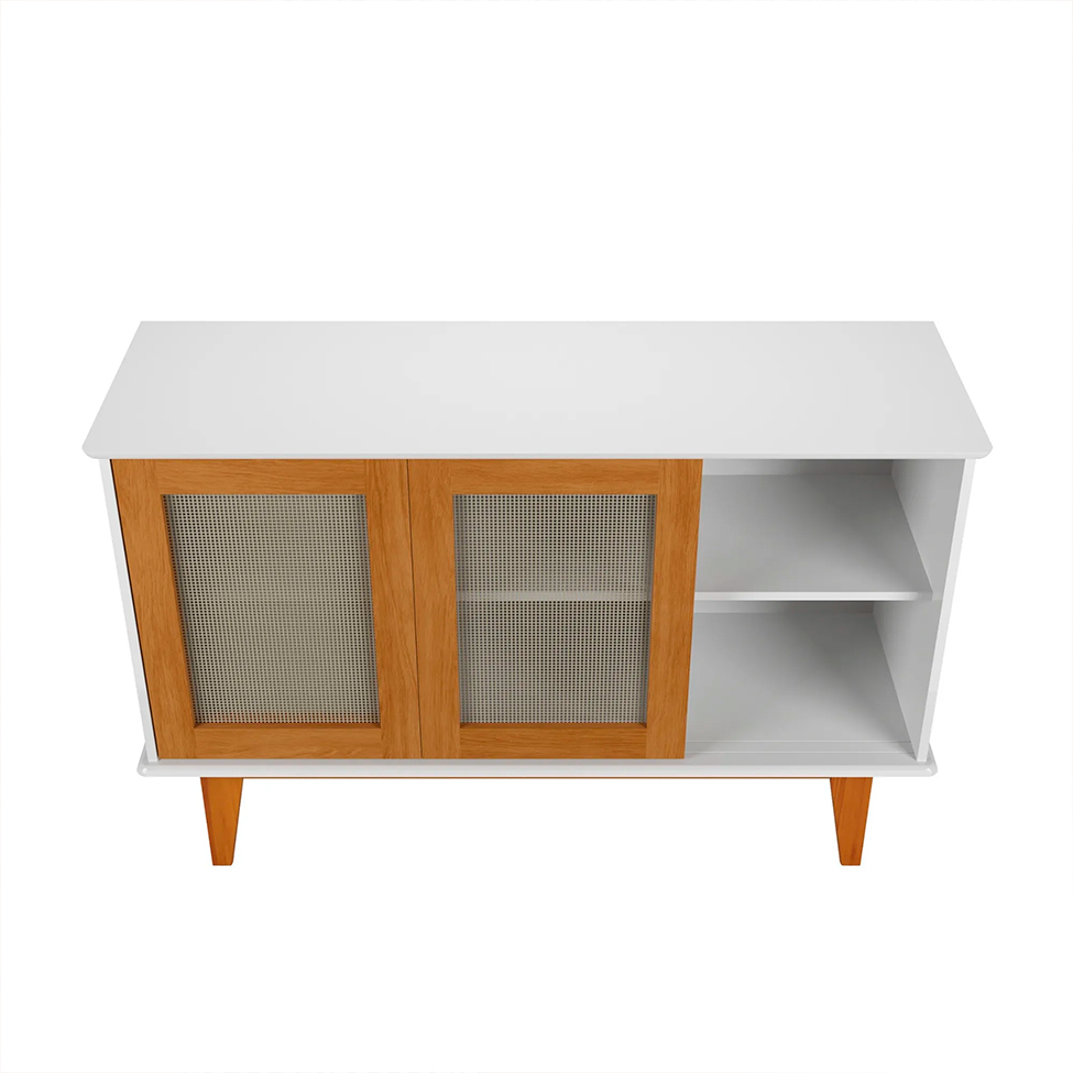 Buffet Detroit 3 PT Branco e Madeira