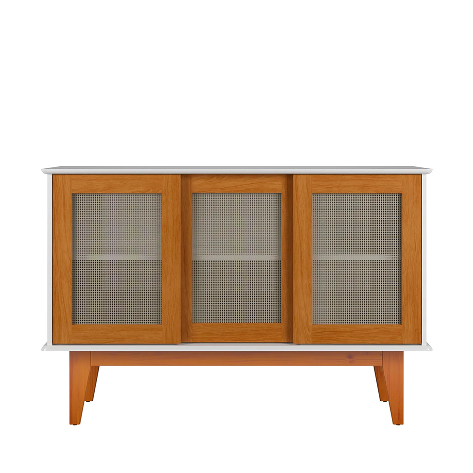 Buffet Detroit 3 PT Branco e Madeira