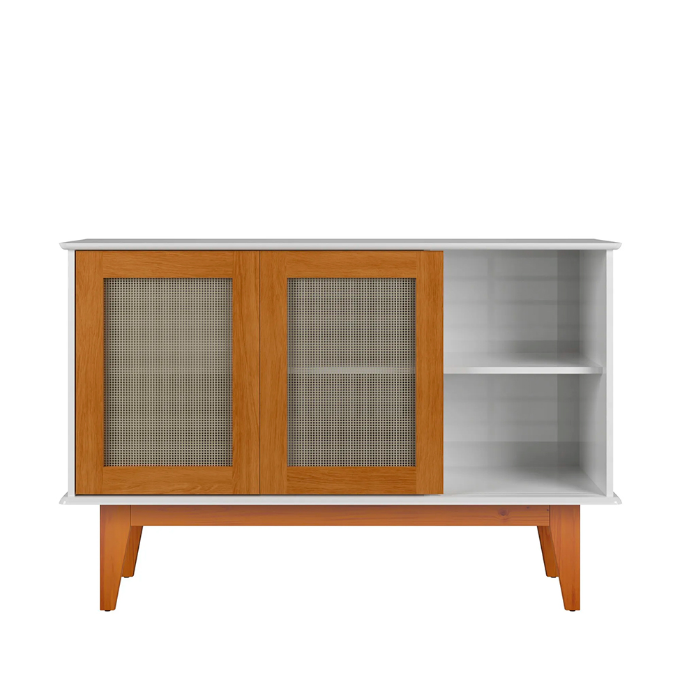 Buffet Detroit 3 PT Branco e Madeira