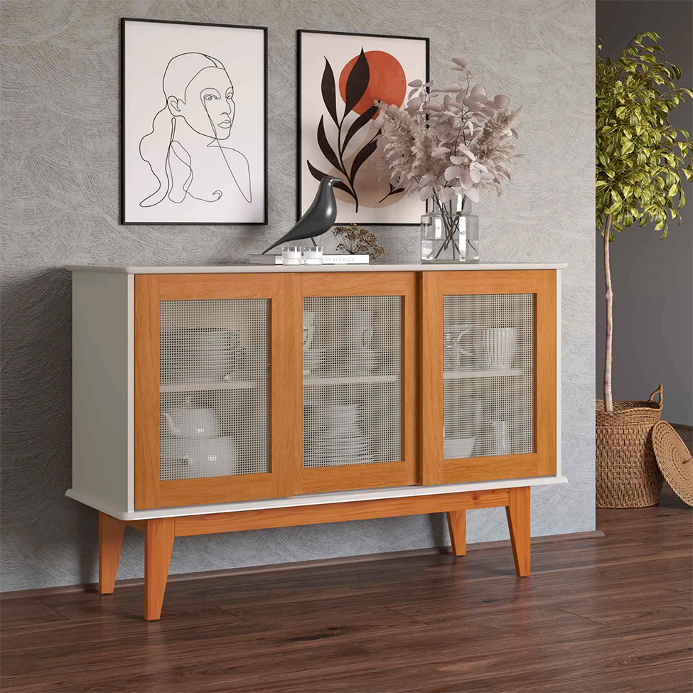 Buffet Detroit 3 PT Off White e Madeira